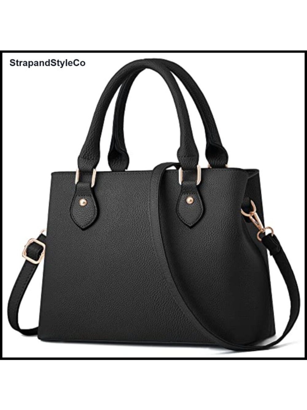 Synthetic Leather Satchel Crossbody Tote Purse Adjustable Strap Zip